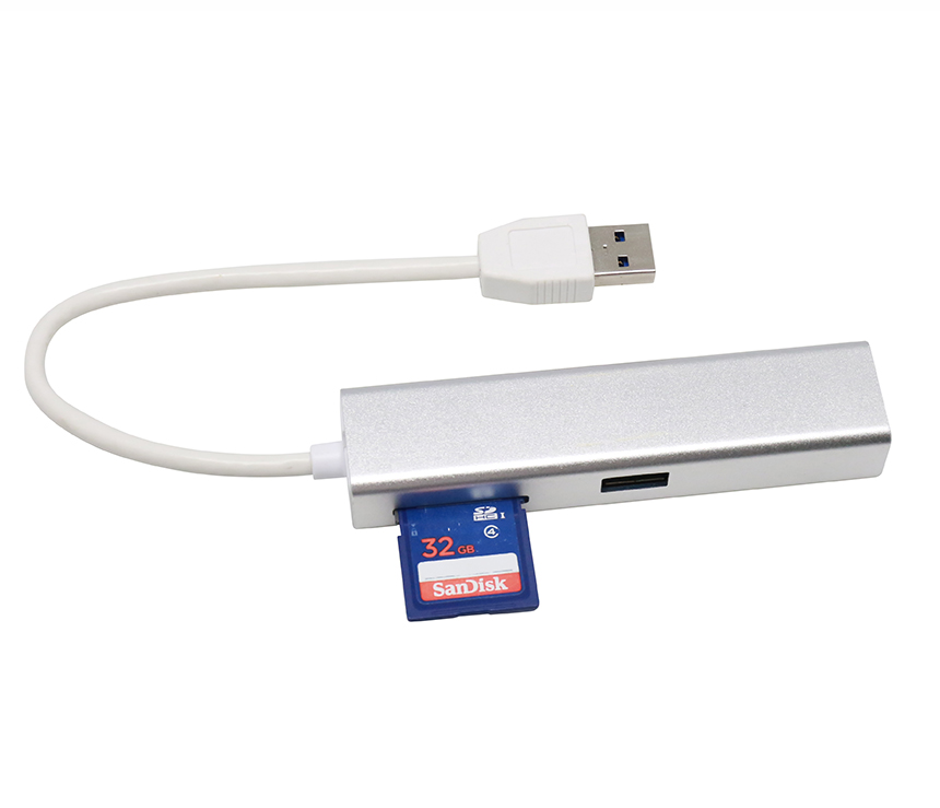 H3409 USB 3.0 Card Reader with Ethernet Adapter